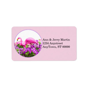 Flamingo And Flowers On Pink  Label