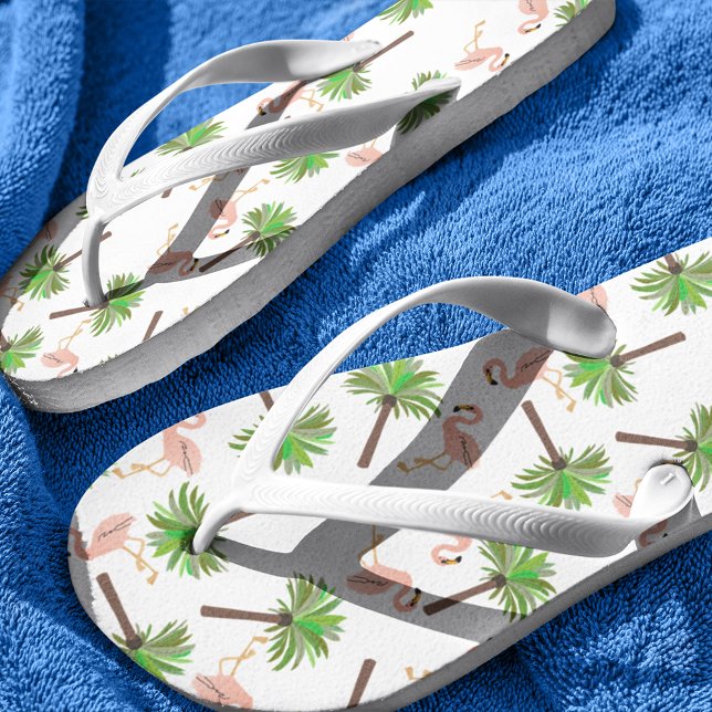 Flamingo And Palm Tree Pattern Jandals (Creator Uploaded)