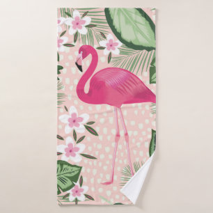 Flamingo and palm trees seamless pattern illustrat bath towel