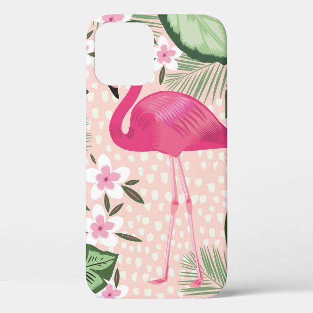 Flamingo and palm trees seamless pattern illustrat Case-Mate iPhone case (Back)