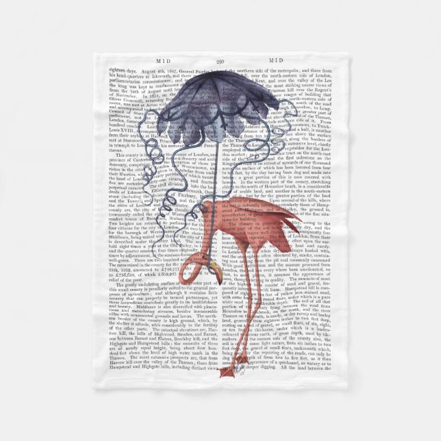 Flamingo and Parasol Fleece Blanket (Front)