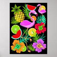 Flamingo and Summer Fruits Fun Pattern