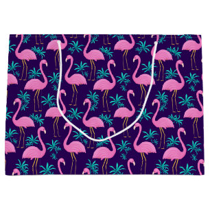 Flamingo and Tropical Leaves Large Gift Bag