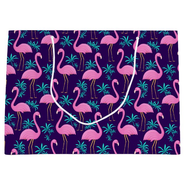 Flamingo and Tropical Leaves Large Gift Bag (Front)