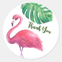 Flamingo and Tropical Leaves Thank You