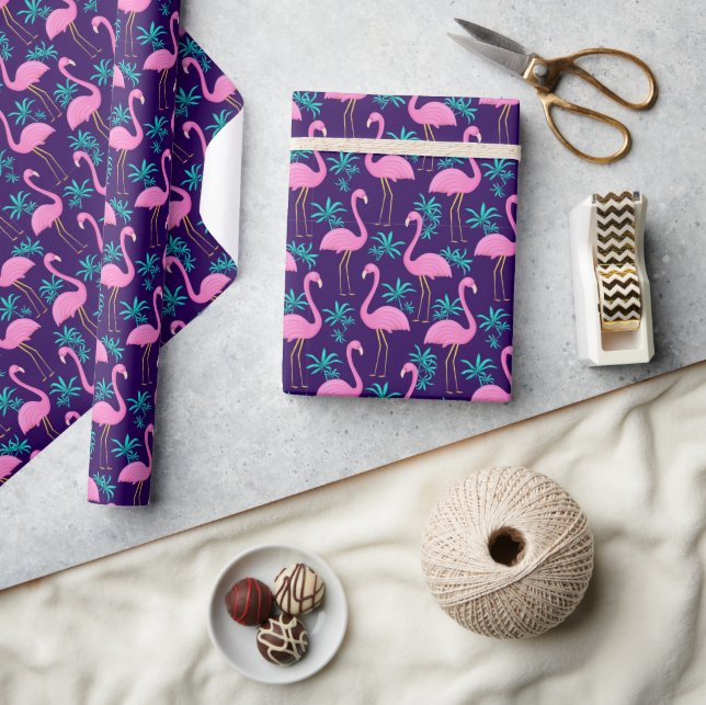 Flamingo and Tropical Leaves Wrapping Paper (Crafts)