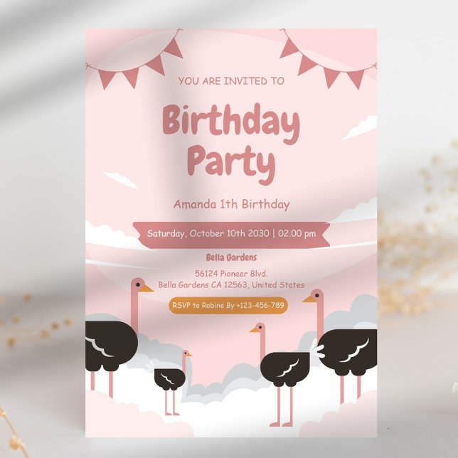 Flamingo Animal 1st Birthday Invitation (Creator Uploaded)