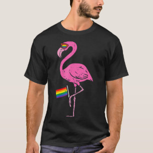 Flamingo Animal Bird LGBTQ Rainbow Flag Gay Pride  T-Shirt