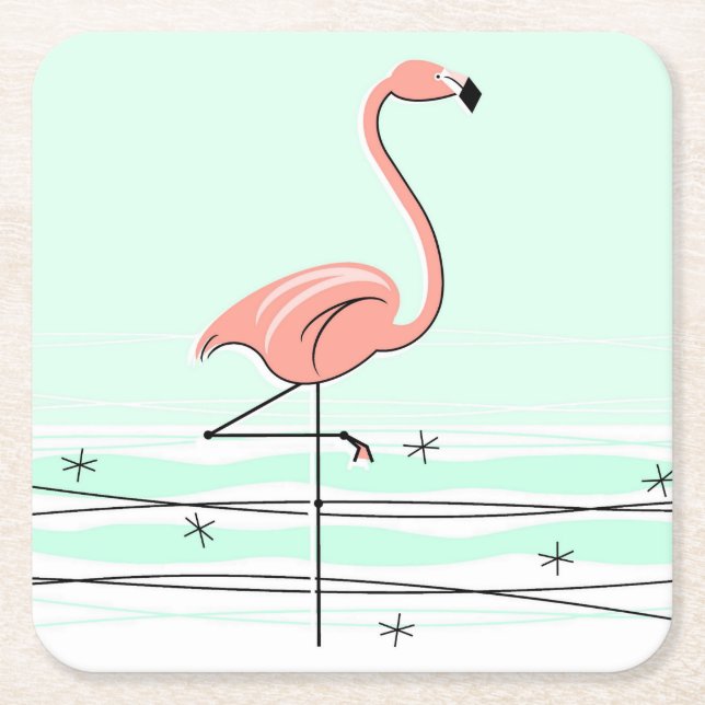 Flamingo Aqua coasters (Front)