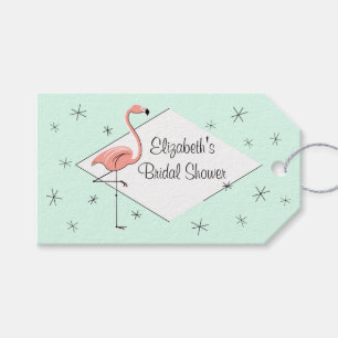 Flamingo Aqua diamond Bridal Shower gift tags