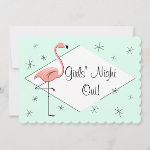 Flamingo Aqua Diamond Girls' Night Out! bracket Invitation