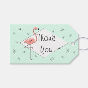 Flamingo Aqua diamond Thank You gift tags