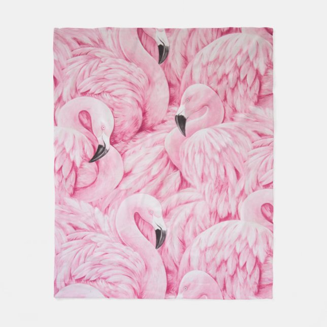 FLAMINGO ARE EVERYWHERE FLEECE BLANKET (Front)