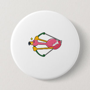 Flamingo as Arrow with Bow 7.5 Cm Round Badge