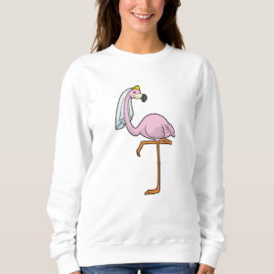 Flamingo as Bride at Wedding with Veil Sweatshirt
