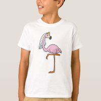 Flamingo as Bride at Wedding with Veil