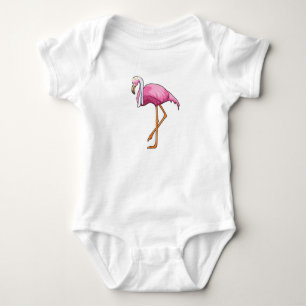 Flamingo as Bride with Veil Baby Bodysuit