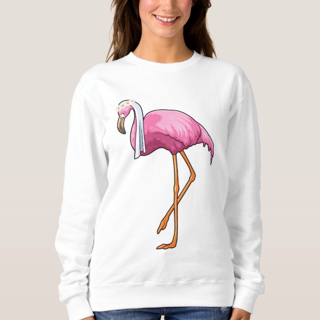 Flamingo as Bride with Veil Sweatshirt (Front)