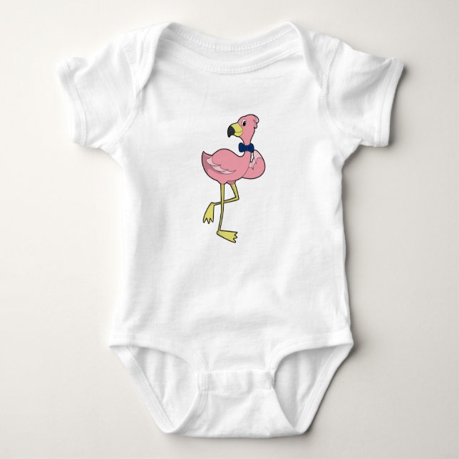 Flamingo as Gentleman with Tie Baby Bodysuit (Front)
