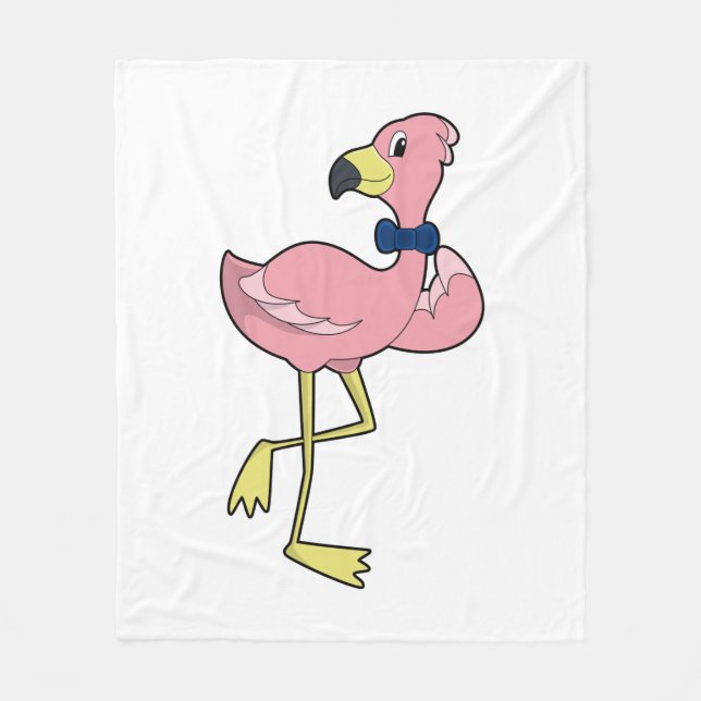 Flamingo as Gentleman with Tie Fleece Blanket (Front)