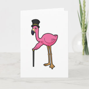 Flamingo as Groom with Hat & cane Card