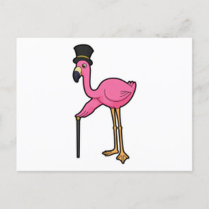 Flamingo as Groom with Hat & cane Postcard