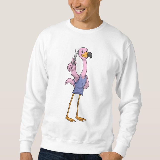 Flamingo as Hair stylist with Scissors Sweatshirt (Front)