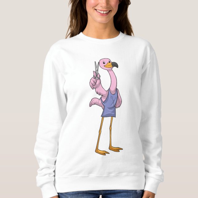 Flamingo as Hair stylist with Scissors Sweatshirt (Front)