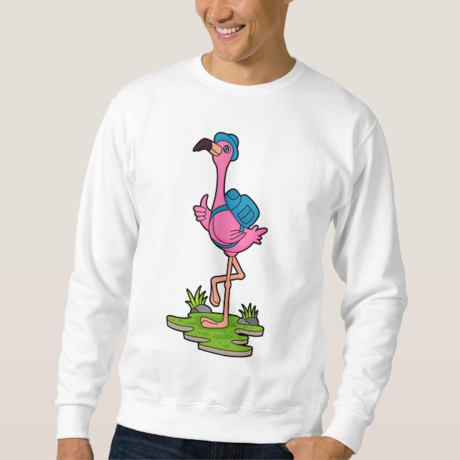 Flamingo as Hiker with Backpack Sweatshirt (Front)