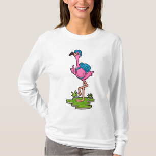 Flamingo as Hiker with Backpack T-Shirt