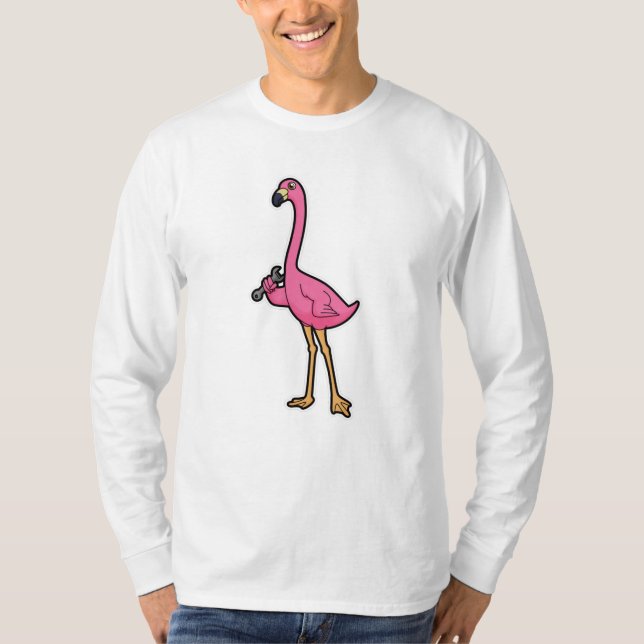 Flamingo as Mechanic with Wrench T-Shirt (Front)