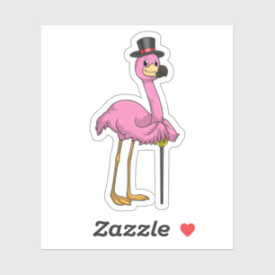 Flamingo as Pensioner with Walking stick