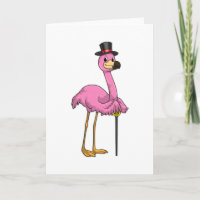 Flamingo as Pensioner with Walking stick