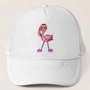 Flamingo as Pensioner with Walking stick & Hat