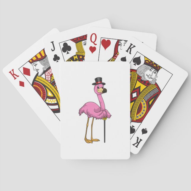 Flamingo as Pensioner with Walking stick Playing Cards (Back)