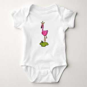 Flamingo as Princess with Crown Baby Bodysuit