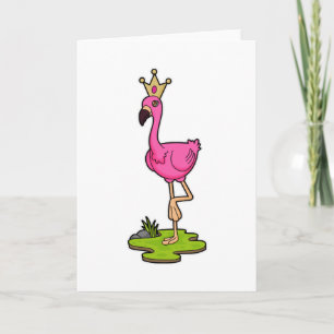 Flamingo as Princess with Crown Card