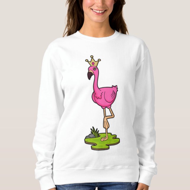 Flamingo as Princess with Crown Sweatshirt (Front)