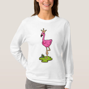 Flamingo as Princess with Crown T-Shirt