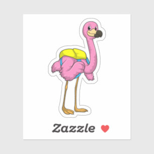 Flamingo as Pupils with School bag