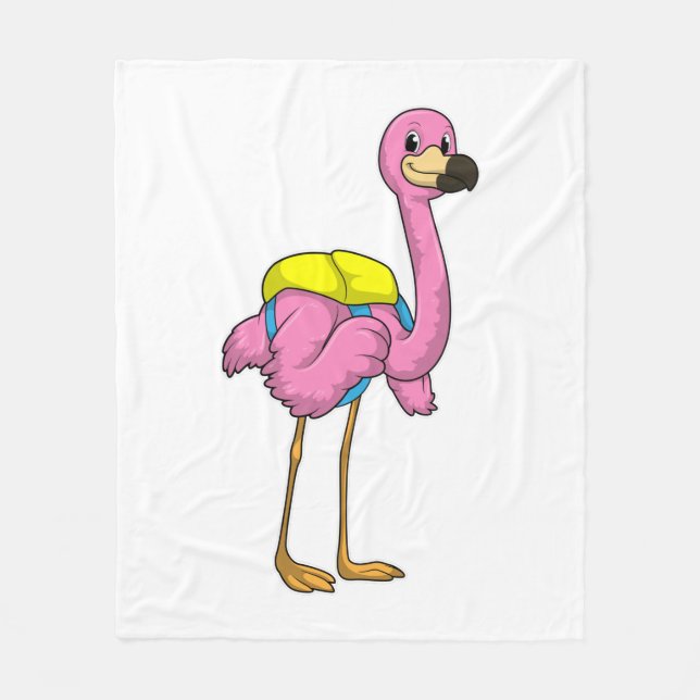 Flamingo as Pupils with School bag Fleece Blanket (Front)