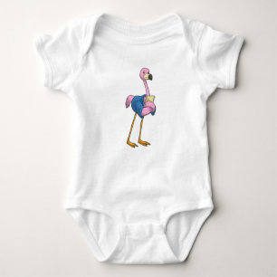 Flamingo as Secretary with Notepad Baby Bodysuit