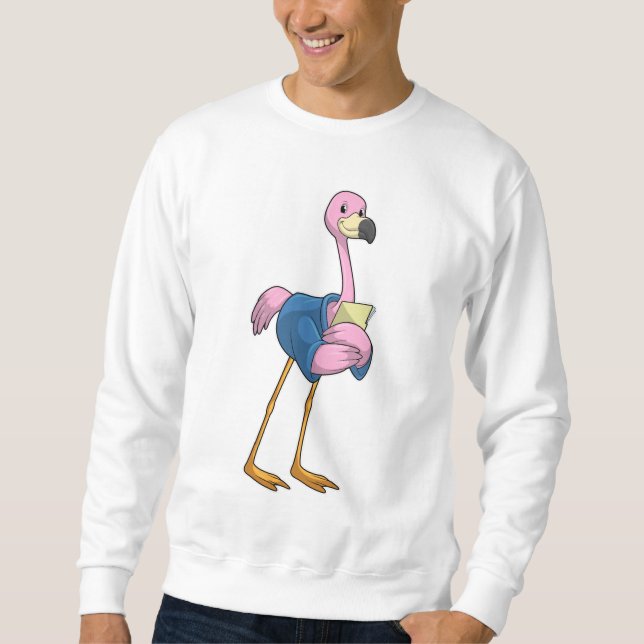 Flamingo as Secretary with Notepad Sweatshirt (Front)