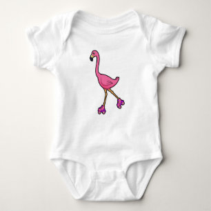 Flamingo as Skater with Roller skates Baby Bodysuit