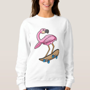 Flamingo as Skater with Skateboard Sweatshirt