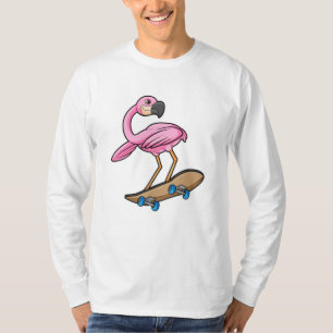 Flamingo as Skater with Skateboard T-Shirt