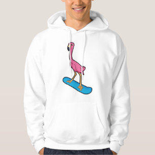 Flamingo as Snowboarder with Snowbaord Hoodie