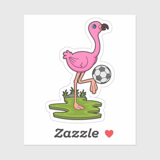 Flamingo as Soccer player with Soccer (Sheet)