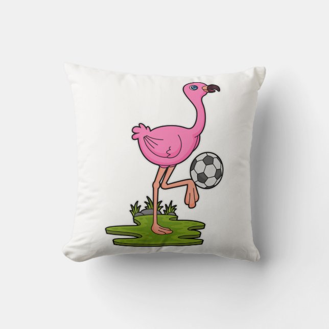 Flamingo as Soccer player with Soccer Cushion (Front)