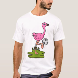 Flamingo as Soccer player with Soccer T-Shirt